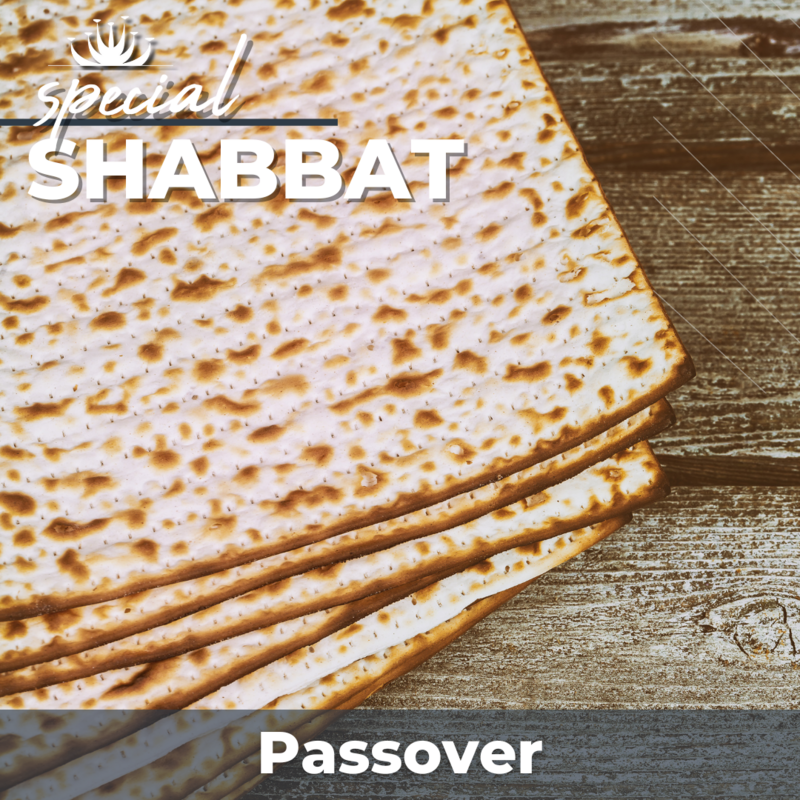 Shabbat Passover Graphic with Matzah on Wooden Table