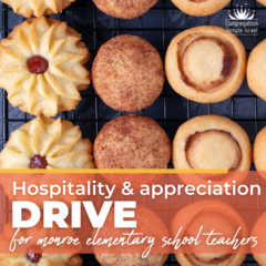 TEXT: Hospitality and appreciation Drive IMAGE: Muffins