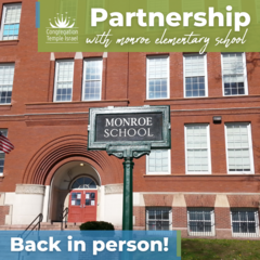 TEXT: Partnership with Monroe Elementary School IMAGE: Monroe School building