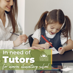 TEXT: In need of tutors IMAGE: woman helping young girl with school work